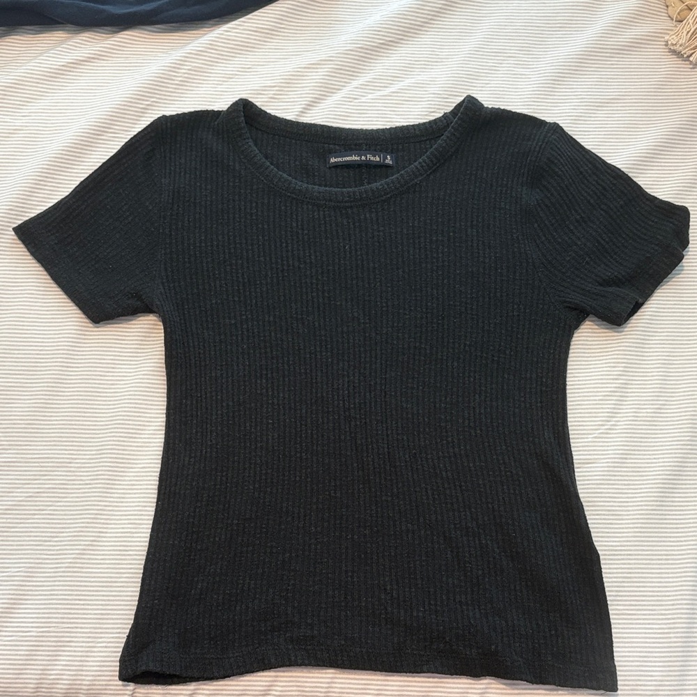 Abercrombie & Fitch Charcoal Ribbed Knit Top
